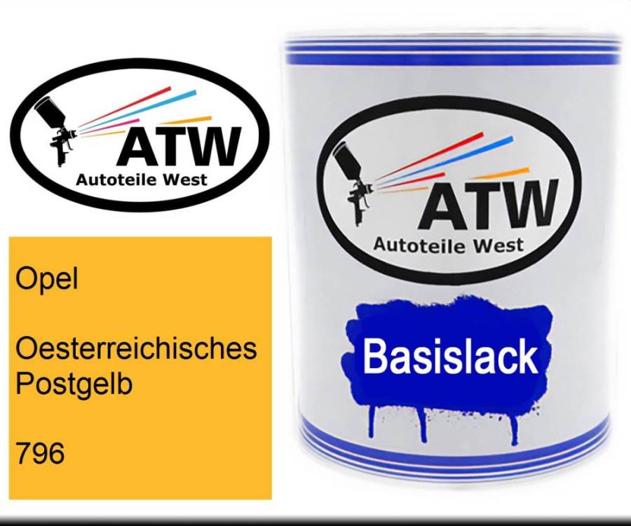 Opel, Oesterreichisches Postgelb, 796: 1L Lackdose, von ATW Autoteile West.